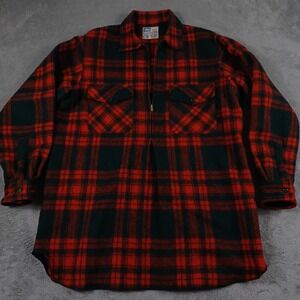 Everest Sweater Womens One Size Red Buffalo Plaid Pullover 1/4‎ Zip Wool Outdoor